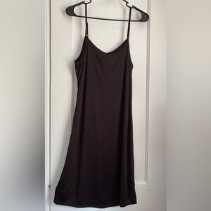 Kohl's Black Pull Over Lingered Nightgown V-Neck Spaghetti Strap Garment Sz: Med